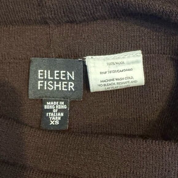 Eileen Fisher 2-Piece Italian Wool Cardigan Sweater & Flare Midi Skirt in Brown - Picture 7 of 7